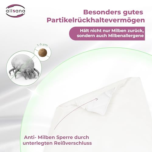 Allsana Allergiker Deckenbezug 135x200 cm | Allergie Bettwäsche | Anti Milben Encasing | Milbenschutz für Hausstauballergiker | allergendichter Bettdecken Zwischenbezug | Hohenstein Zertifiziert