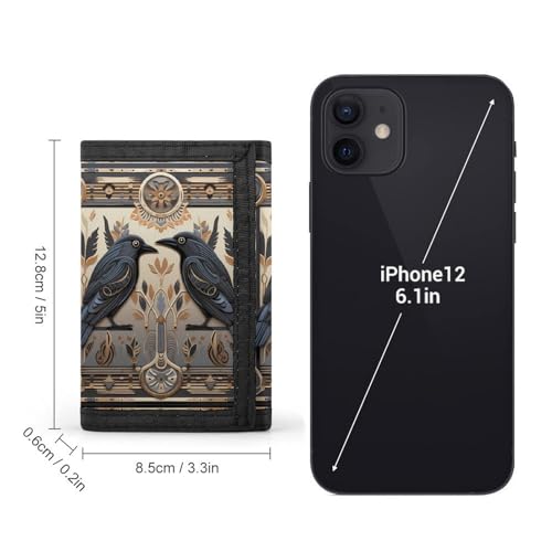 Black Crow Tri-fold Wallet Slim Money Clip Credit Card Holder Wallets for Men Gift2