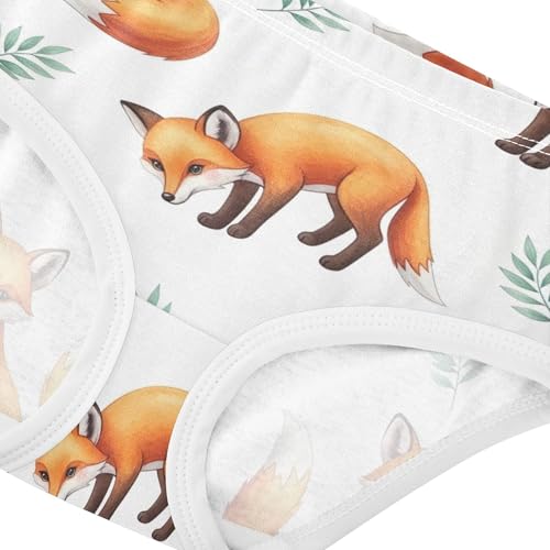 Aesthetic Toddler Girls Underwear 2t Cotton Little Girl Panties Cute Watercolor Foxes White Underpants Briefs4