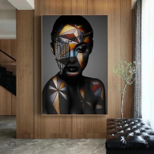 Peinture géométrique sur toile grand format sans cadre
