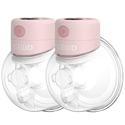 Agewd Wearable Breast Pump, Hands-Free Breast Pumps, Portable Electric Breast Pump With Lcd Display/Low Noise/Painless/2 Modes,9 Levels,Memory Function With Massage And Pumping Mode (2 Count) #TOP19