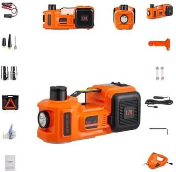 Happybuy Electric Auto Jack, 5 Ton Hydraulic Lift with Electric Wrench, Vehicle Elevator with Integrated Air Pump and LED, Ideal for SUVs, MPVs, Sedans, and Trucks, Tire Change and Repair Tool