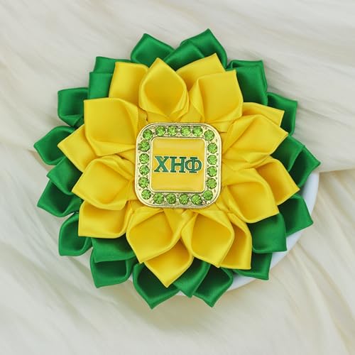 Image of Greek Chi Eta Flower Corsage for Women Sorority Chi Brooch Pin 1932 Sorority Gift Crystal Paraphernalia Jewelry for Soror Sisterhood Gift