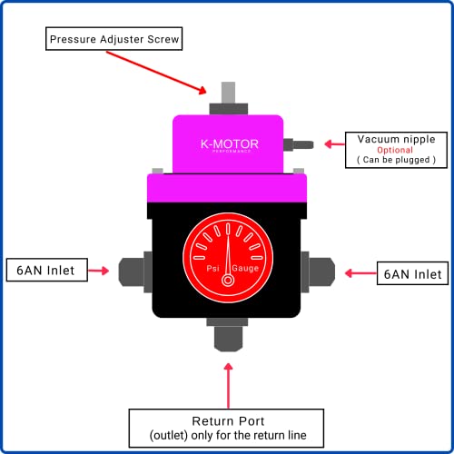 6An Fuel Pressure Regulator Kit - Adjustable Universal With Return Port - K-Motor #TOP4