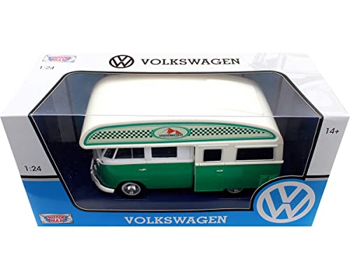 Volkswagen Type 2 (T1) Camper Van Verde y Blanco Modelo de Coche Diecast 1/24 por Motormax miniatura 4