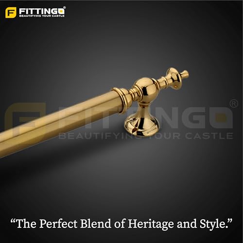 Image of Vintage Royal Main Door Handle | 16 Inch Premium Pull Push Handle for Home, Office, Hotels & Villas | Stainless Steel Gold TT Finish |Hole to Hole 400mm | 3 Years Warranty