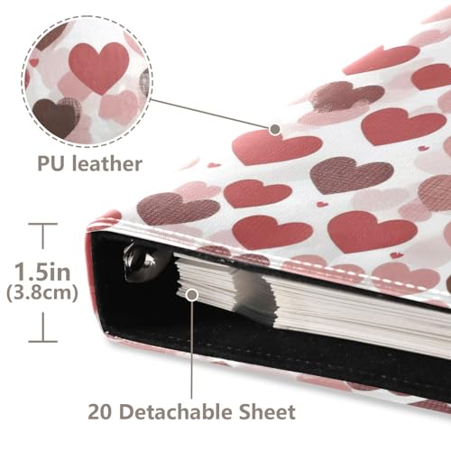 Álbum de Fotos Scrapbook Autoadhesivo DIY FLildon 40 Páginas 11.8x11.2 Pulgadas Cover de Cuero PU Rojo Negro Corazones Día de San Valentín miniatura 4