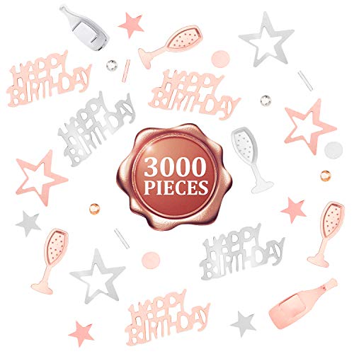 Willbond 3000 Pieces Rose Gold Happy Birthday Confetti Foil Stars Confetti Sequins Party Twinkle Confetti Decoration For Birthday Wedding Baby Shower Nursery Party Supplies #TOP4