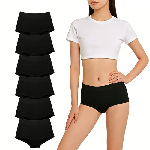 Libella 6er Pack Damen Baumwolle Unterhose Schwarz Hipster Slip Atmungsaktiv Weich Komfort Unterwäsche Damen 3452-S