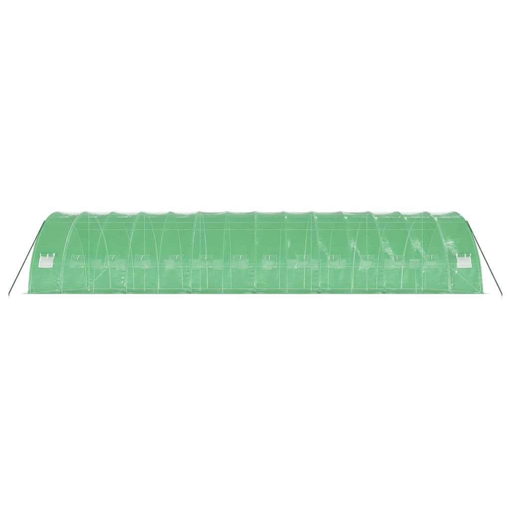 Invernadero con marco de acero verde, 84 m², 14 x 6 x 2,85 m, tienda de campaña de polietileno con puerta y 4 ventanas de red para tomates, cultivo de plantas, protección contra la intemperie