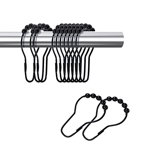 12Pcs Shower Curtain Hooks Rings, Shower Curtain Hooks Rings For Bathroom, Rustproof Metal Shower Curtain Rings For Shower Curtains, Kitchen Utensils, Etc. (Matte Black) #TOP6
