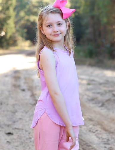 Image of Zaclotre Girls Athletic Tank Tops High-Low Hem Loose Fit Summer Top Kids Sleeveless Sport Shirts 5-14 Years