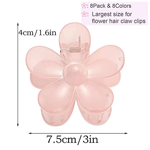 AOENJIE Flower Claw Clips 8-Pack in Transparent Pastels — view 2