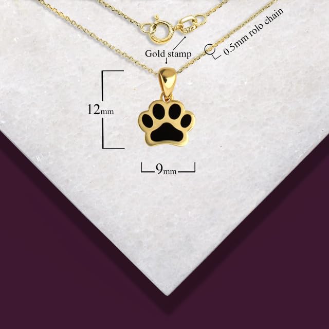 Fine 10k Yellow Gold Dog Paw Print Enamel Pendant