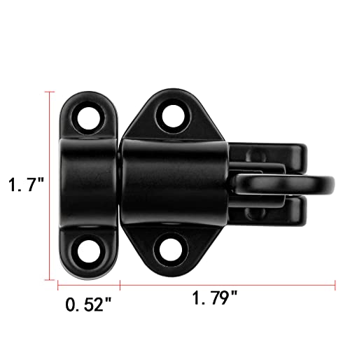 INIRET 2 Packs Self-Closing Latches,Black Spring Door Lock,Resilient Bolt Latch Aluminum Alloy Safety Automatic Spring Barrel Slide Door Lock with Screws,Used for Gate,Window and Cabinet etc - Image 2