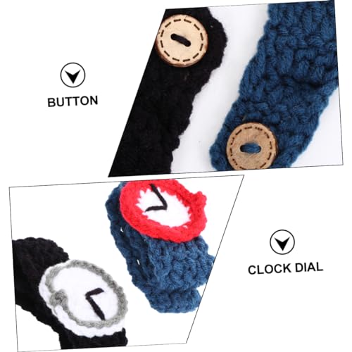 Toyvian 2pcs Funny Knitted Simulation Watches for Couples and Students Cartoon Wristwatches Soft and Comfortable Bracelets and Black4