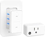 Remote Control Outlet, Wireless Wall Mounted Light Switch Kit, FCC & ETL Listed, Programmable and Expandable, No Wiring, 200Ft RF Range, 15A/1800W, 1 Remote + 1 Outlet