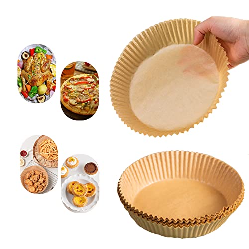 JunD Papel Pergamino para Freidora de Aire, 50 Pcs Cooking Desechable Paper for Air Fryer, Papel de Pergamino Antiadherente Oil-Proof, Water-Proof, Suitable for Fryer, Steamer, Microwave Oven Cover
