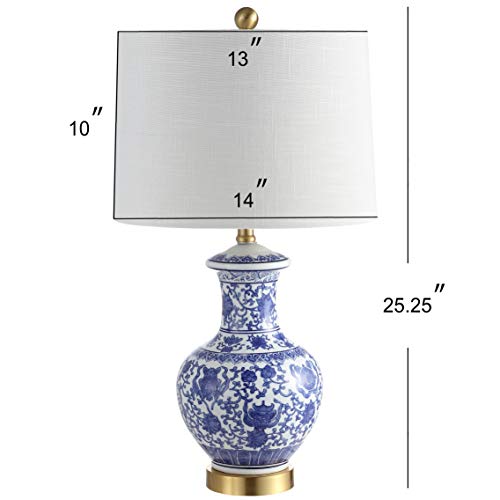 Jonathan Y Jyl1072A-Set2 Set Of 2 Table Lamps Jennifer 25.25" Ceramic/Metal Led Table Lamp Cottage Bedside Desk Nightstand Lamp For Bedroom Living Room Office College Bookcase, Blue/White #TOP5