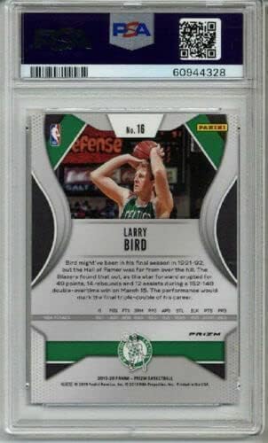 2019 PANINI PRIZM SILVER PRIZM #16 LARRY BIRD BASKETBALL CARD PSA 9 MINT