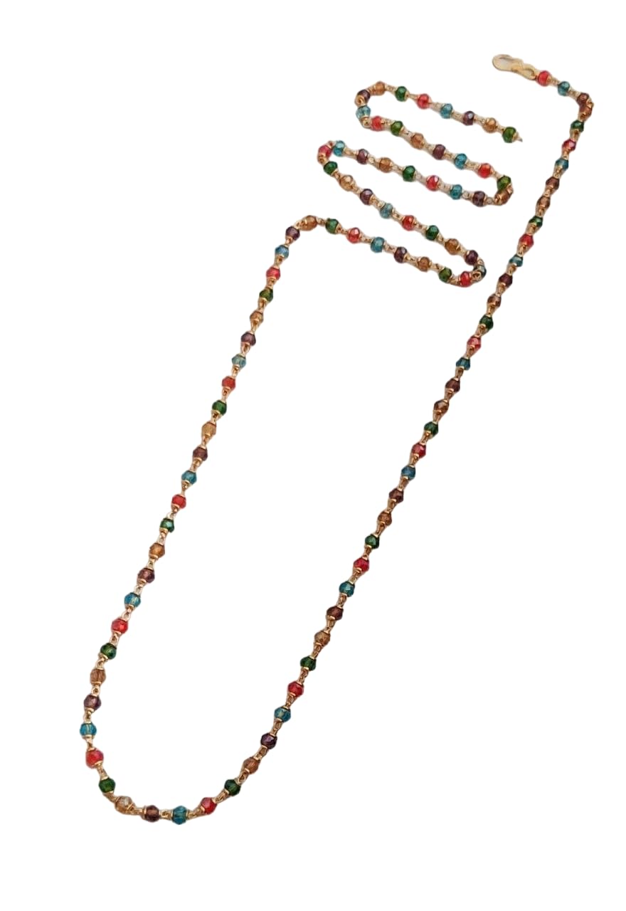 instaZONE Stylish Traditional Gold Plated multicolored Golden Long Chain/Matar Mala/Necklace for Girls and Women 22 inch (B0D7SYXCRB) Amazon Price History, Amazon Price Tracker