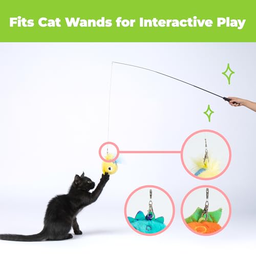 Image of Catify by Best Pet Supplies Interactive Fluffy Fish Set Catnip Cat Toy for Indoor Cats & Kittens, Plush Crinkle Tail, Feather Chew Toys, Durable, Soft, Enrichment Play