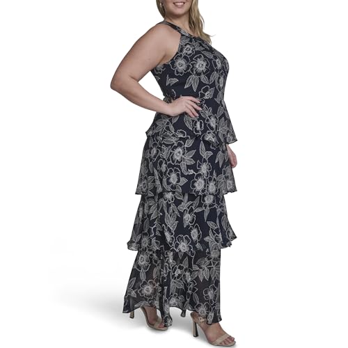 Image of Tommy Hilfiger Women's Sleeveless Halter Neck Tiered Maxi Dress