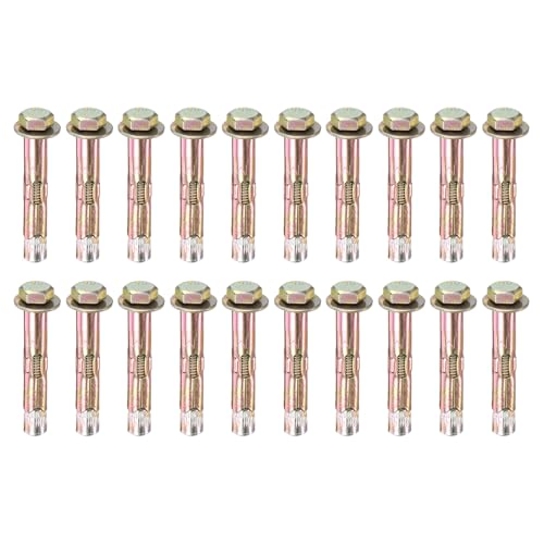 Image of M METERXITY 20-Pack Hex Expansion Bolt, M6x40mm Colored Galvanized Iron-Carbon Steel External Hex Expansion Bolts, Anti-Corrosion Metal Bolt for Concrete /Dry Brick /Block Walls