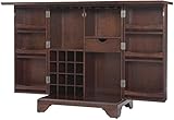 Crosley Furniture Lafayette Expandable Bar Cabinet with Storage Shelves, Drawer, and Wine Rack, Vintage Mahogany