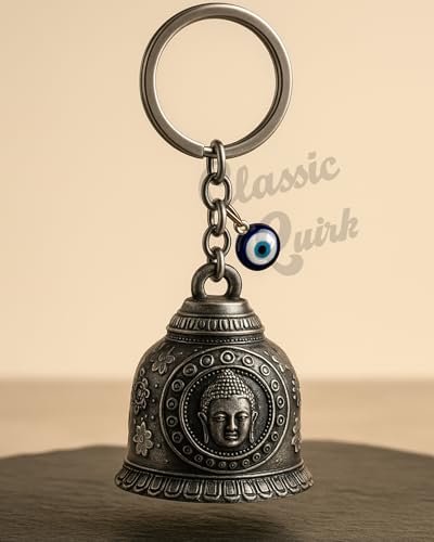 Image of Classic Quirk Evil Eye Hooked Guardian Bell Keychain - Protective Lucky Charm Bell with Clip Hook for Bike, Car, Key & Bag | Spiritual Good Luck Talisman Gift
