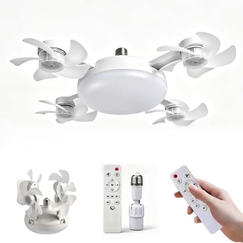 Ventilador de techo sin instalación E27 plegable con mando a distancia
