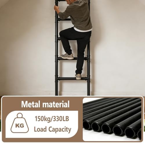 Heavy Duty Wall Mounted Bunk Bed Ladder - 330lbs Capacity - 3.3ft Safe Step Ladder for High Loft Attics, Dorms, Outdoor Use & Easy Access to Attic/Basement