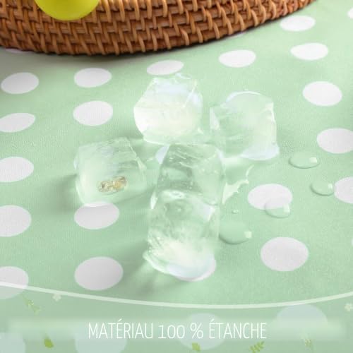Nappe plastique imperméable 140x180 cm rectangulaire à pois vert - 3