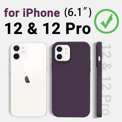 Image of Premium Liquid Silicone Case for iPhone 12 & 12 Pro - Slim Full Body Protective Back Cover with Soft Microfiber Lining, Anti-Slip Grip Scratch Resistant Phone Case(Deep Purple)