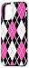 McBling Aesthetic Argyle Pattern Pink Black White Trashy Case for iPhone 14