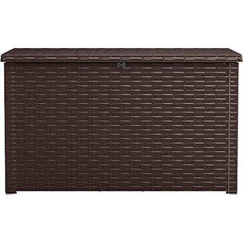 Keter Java Arcon de 870 litros con efecto ratán y asiento cómodo Cover
