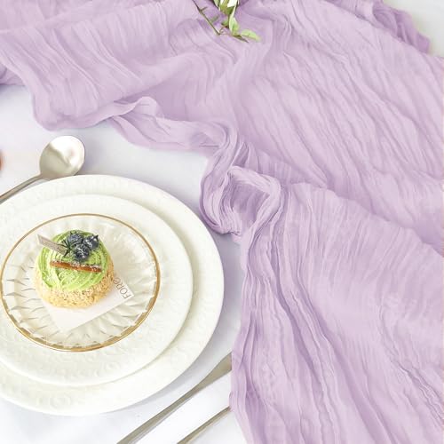 IVAPUPU 2 Pcs Cheesecloth Table Runner - 10ft Lilac Purple Lavender Summer Boho Gauze Cheese Cloth Table Runners for Baby Shower Decorations Wedding Party Garden Decor by IVAPUPU - Image 2