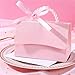motoeye 10Pcs Pink Pearl Paper Gift Boxes for Wedding Favors, Elegant Bridesmaid and Party Favor Boxes with Ribbon, Ideal for Bridal Shower, Baby Shower, and Special Occasions (Pink, L)
