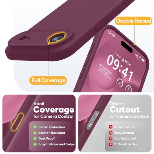 Vooii Magnetic for iPhone Air Case, Compatible with Magsafe (Premium Liquid Silicone) (Integrated Camera Control Button) Anti-Scratch Microfiber Lining for iPhone 17 Air 6.5 inch, WineRed by Vooii - Used condition - Image 4