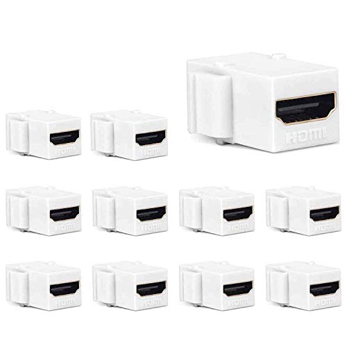 HDMI Keystone Jack, PHIZLI 10 Pack HDMI Keystone Insert Female to Female Coupler Adapter - White 10pcs