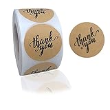 1.5 Inch Kraft Thank You Stickers, 500ps Sealing Stickers Thank You Label Tags for Small Business, Gifts, Weddings, Giveaways, Bridal Showers, Party, Boutiques and Envelope