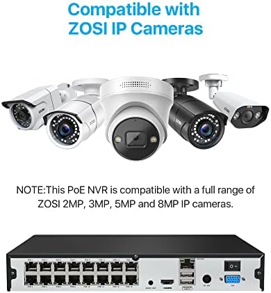 Bild 5 - ZOSI 16CH 4K PoE NVR mit 4TB Festplatte, Videoüberwachung Rekorder für IP PoE Kamera 2MP/3MP/4MP/5MP/8MP 4K, Funktioniert Nur mit ZOSI PoE Kameras