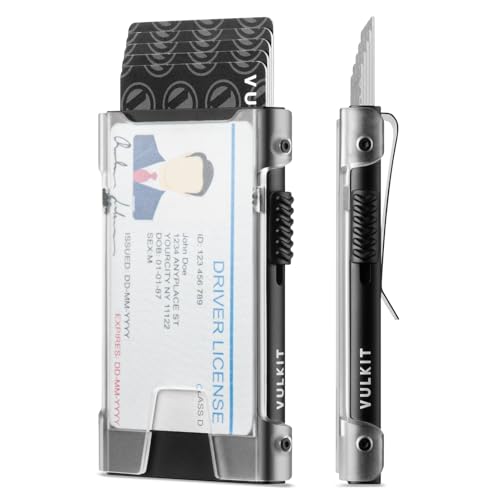 VULKIT Minimalist Wallet for Men, Pop Up Slim RFID Blocking Card Wallet, Metal RFID Credit Card Holder for Men, Aluminum Cardholder With ID Window, Thin Mens Wallet For Cards, Compact, Cool