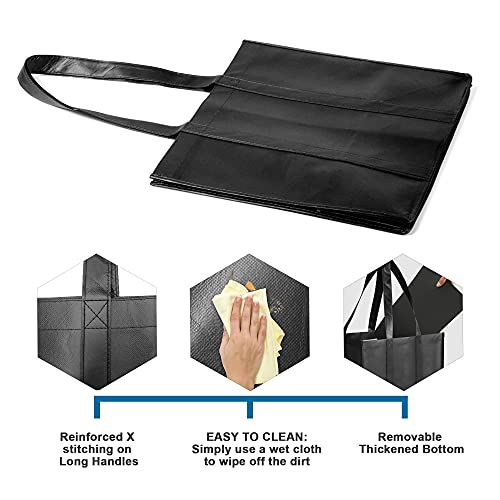 Beegreen Black Reusable Grocery Bags 12 Pack With Reinforced Handles And Removable Bottom Foldable Extra Large Tote Bag For Christmas Shopping Groceries Heavy Duty Shopping Bags Reusable Produce Bags #TOP2