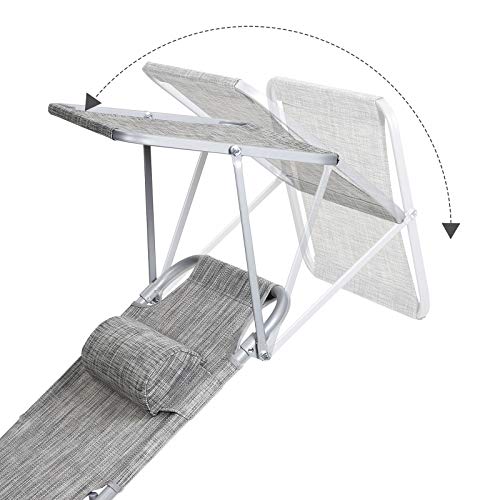 Songmics Sonnenliege mit Sonnendach max. Belastbarkeit: 250 kg Beige 193 x 30 x 62 cm (B x H x T) GCB19T - 7