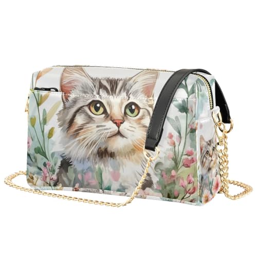 Sac à bandoulière en cuir synthétique finition chat haut de gamme