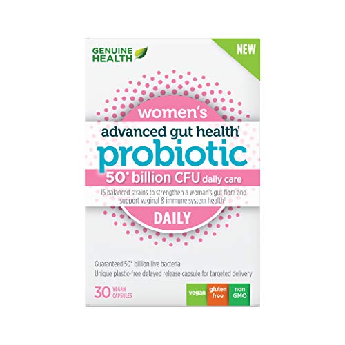 Genuine Health Daily Probiotics for Women, 50 Billion CFU, 15 Diverse Strains, Non GMO, Dairy Free, Gluten Free, Soy Free, Vegan Delayed-Release Capsules, for Advanced Gut Health, 30 Count