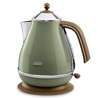 De'Longhi Toaster Icona Vintage CTOV2103.GR - 2-Schlitz-Toaster mit Brötchenaufsatz, grün & De'Longhi Wasserkocher Icona Vintage KBOV2001.GR - 1,7 l mit Wasserstandsanzeige und 360° Basis, grün