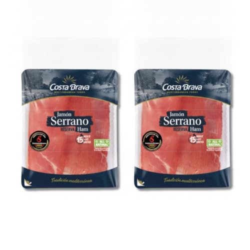 Jamón Serrano Reserva - Pack de 2 x 300g (600g Total) - Curado Mínimo 15 Meses - Selección a Mano ConsorcioSerrano - 100% Natural - Costa -Lonchas Finas para Degustación Gourmet - NEXU