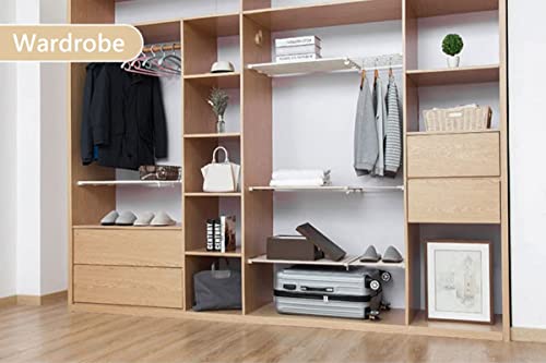 Tabenter Adjustable Shelf Organizer Expandable Closet Shelf And Rod With No Drilling For Wardrobe Cupboard Kitchen Bookcase (15" - 23.6") #TOP2